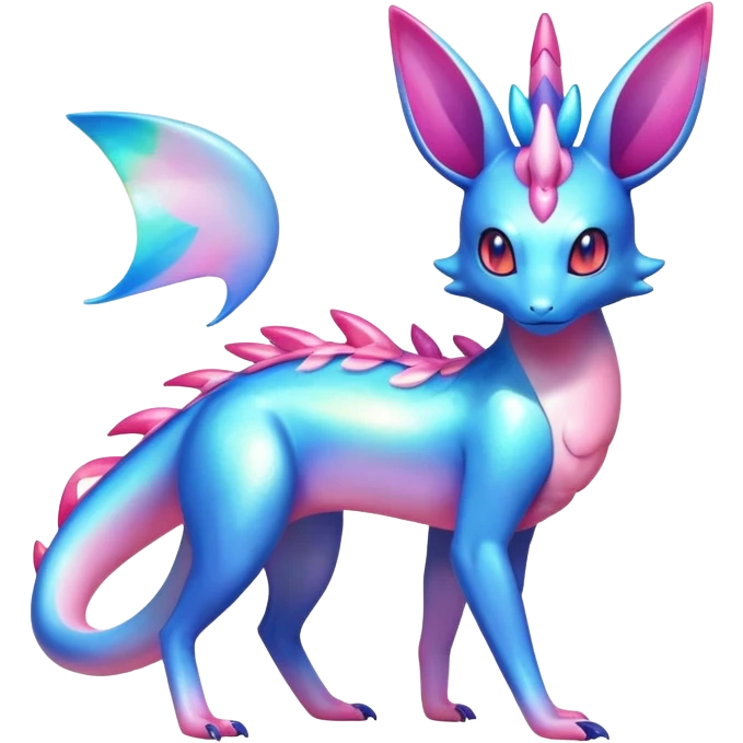 Colorful Shiny Exotic Amaura-Salandit-Aurorus-Sylveon-Fakémon-hybrid-creature (full body)  emoji