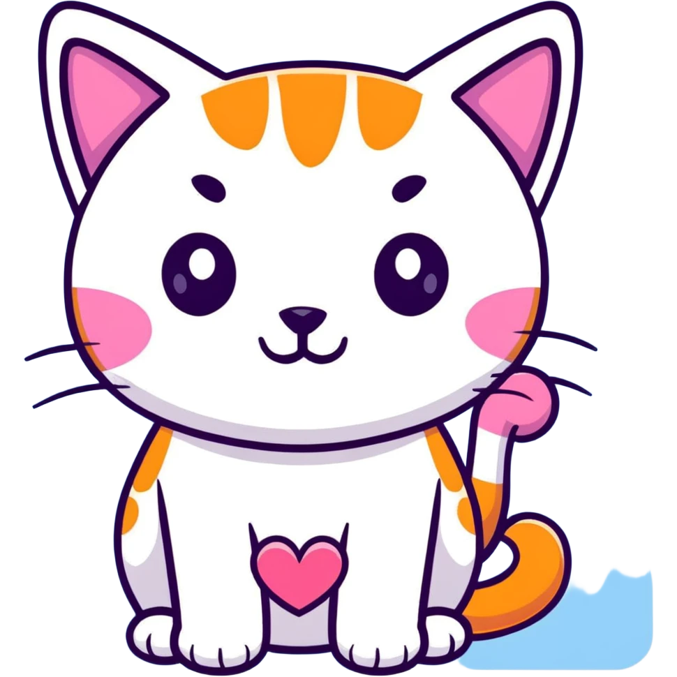 orange cat with pink heart eyes emoji
