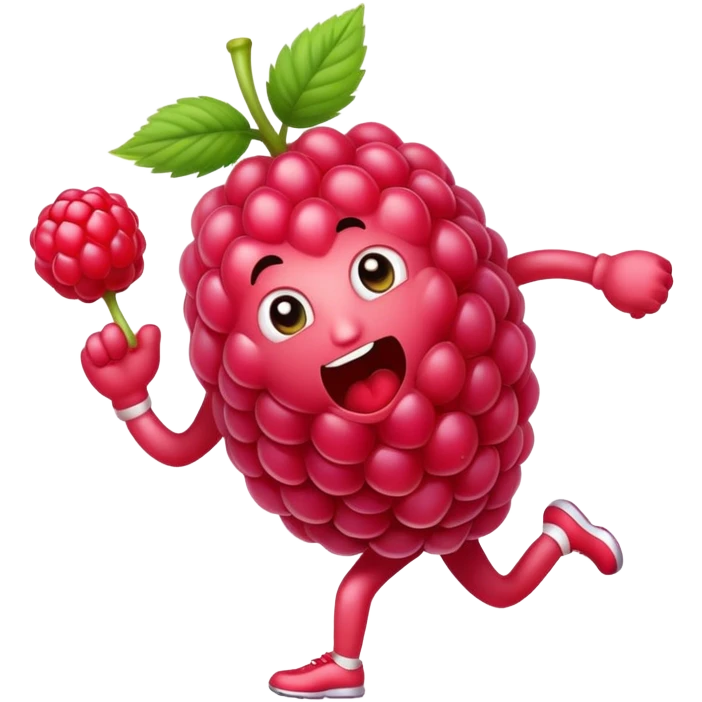 A raspberry does exercise emoji