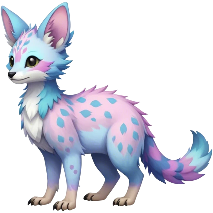 Epic Feral Rare Fantasy pastel Vernid-Trico-species by LiLaiRa, random markings, tufted tail, tufted ears, full body emoji