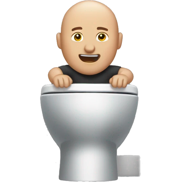 🚽 bald man coming out of toilet  emoji