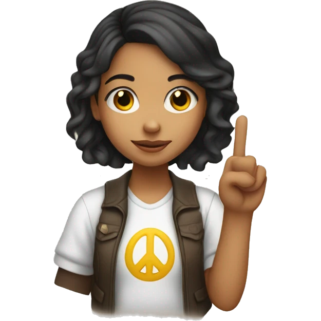 Cute Latina girl holding up a peace sign emoji