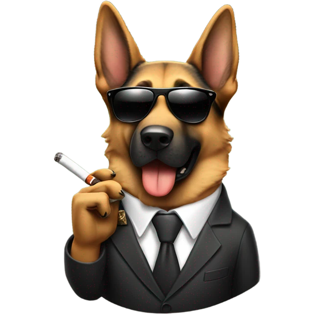 German Shepard wearing a suit and sunglasses smoking a cigar emoji