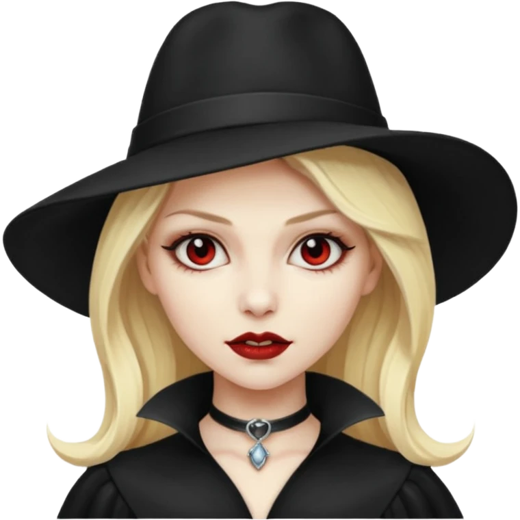 blonde vampire woman with hat emoji