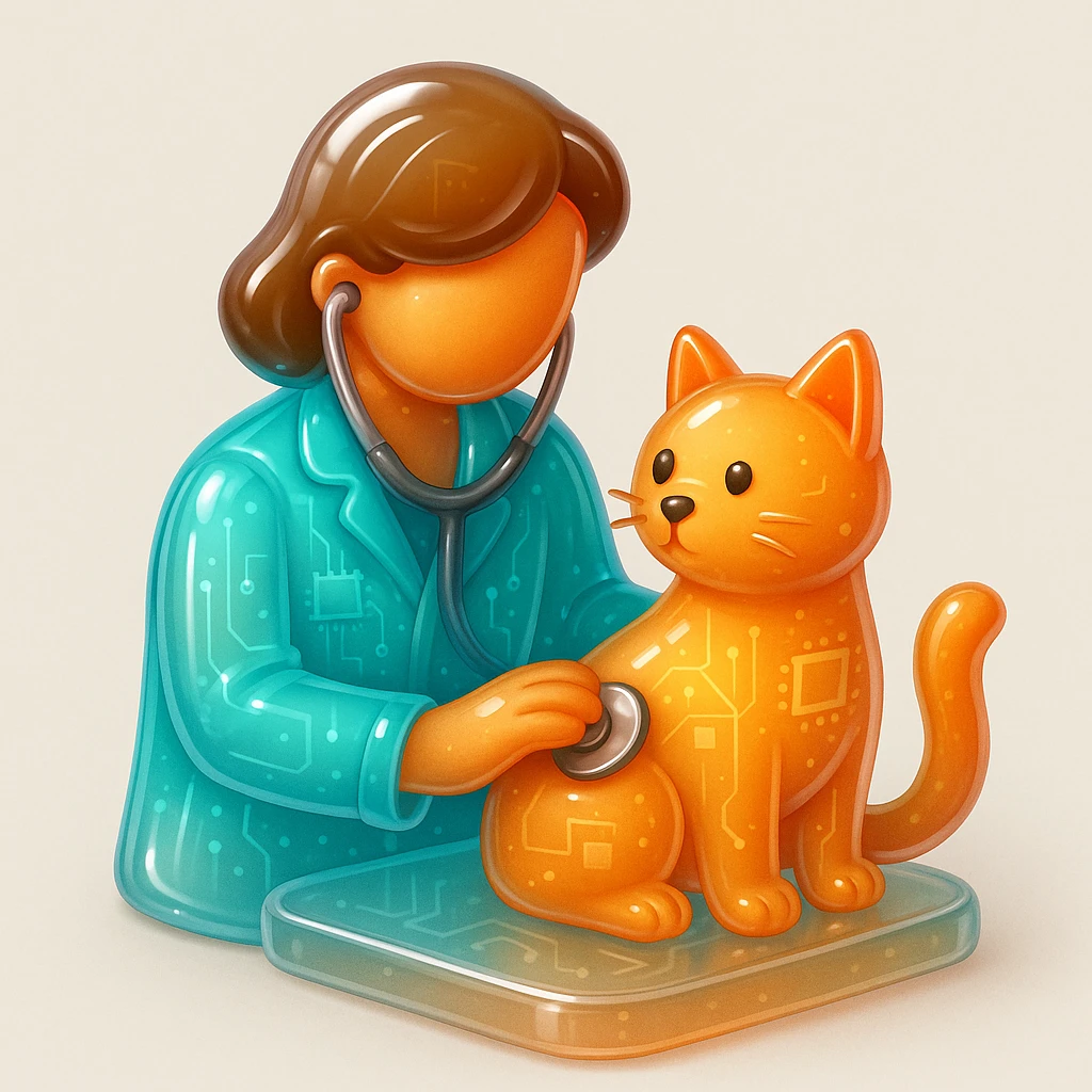 veterinarian examining a cat emoji