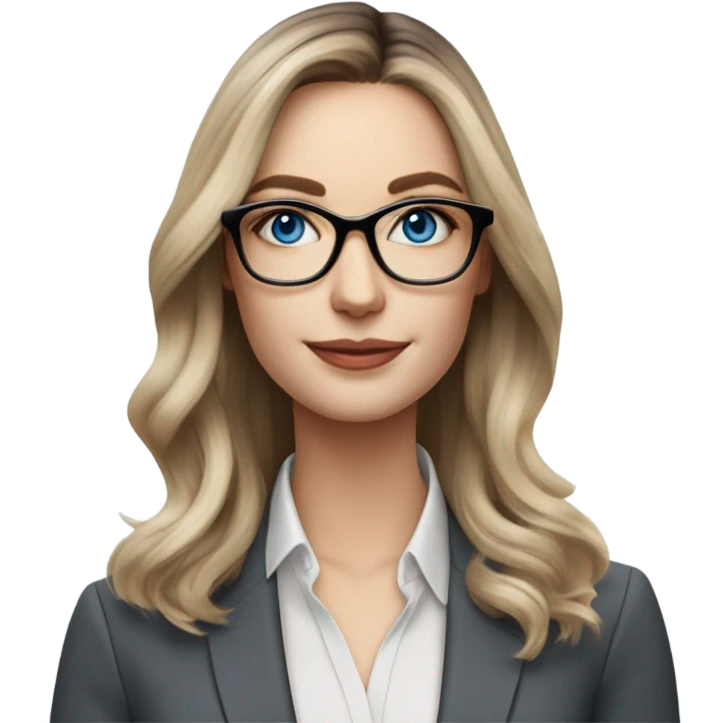 Shoulder length Balayage pale beautiful corporate woman with glasses and blue eyes emoji