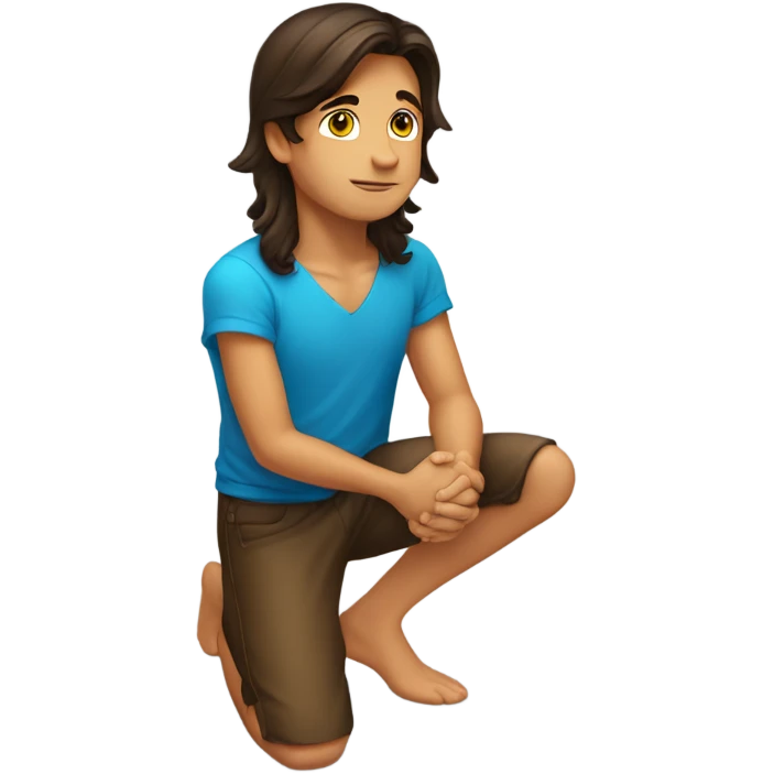 tanned pretty brunette boy kneeling pray emoji