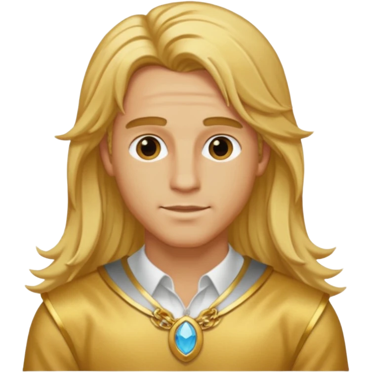 Adonis, Desire God from Rome Mythology with long golden blonde hair, gold outfit emoji