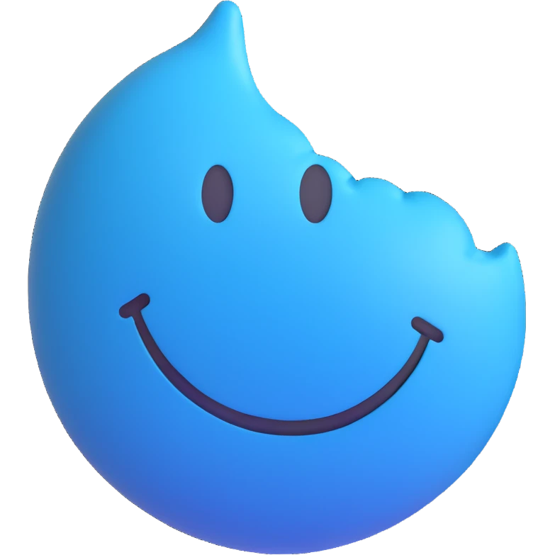 3D smiley emoji, round shape, blue color, with text 'csak chill', calm face emoji
