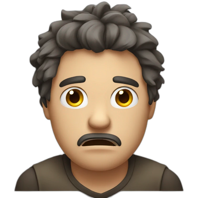 A man that is very angry and sad. His hands are between his hairs and want to pull his hairs emoji