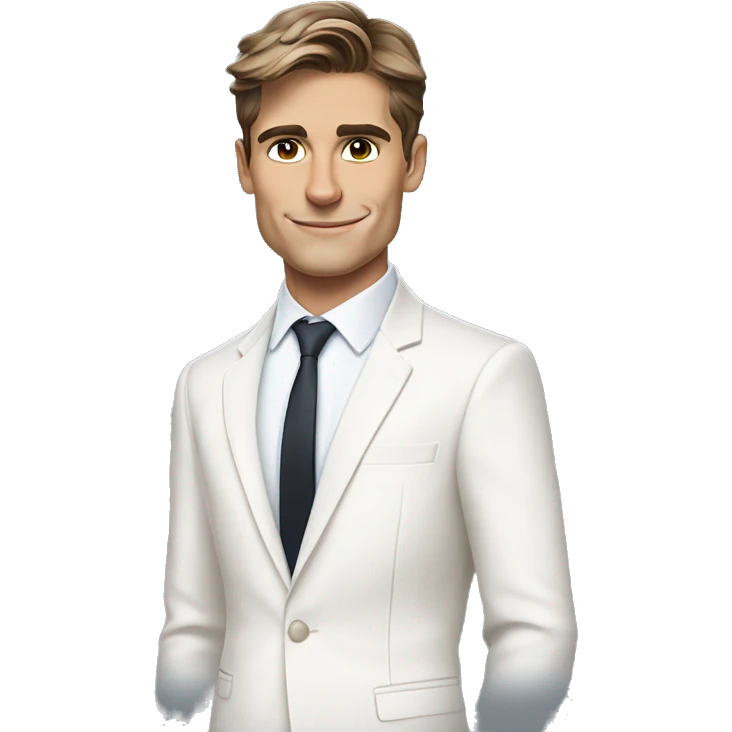 One simple, cute, emoji of Antoni Porowski in a white suit and tie emoji