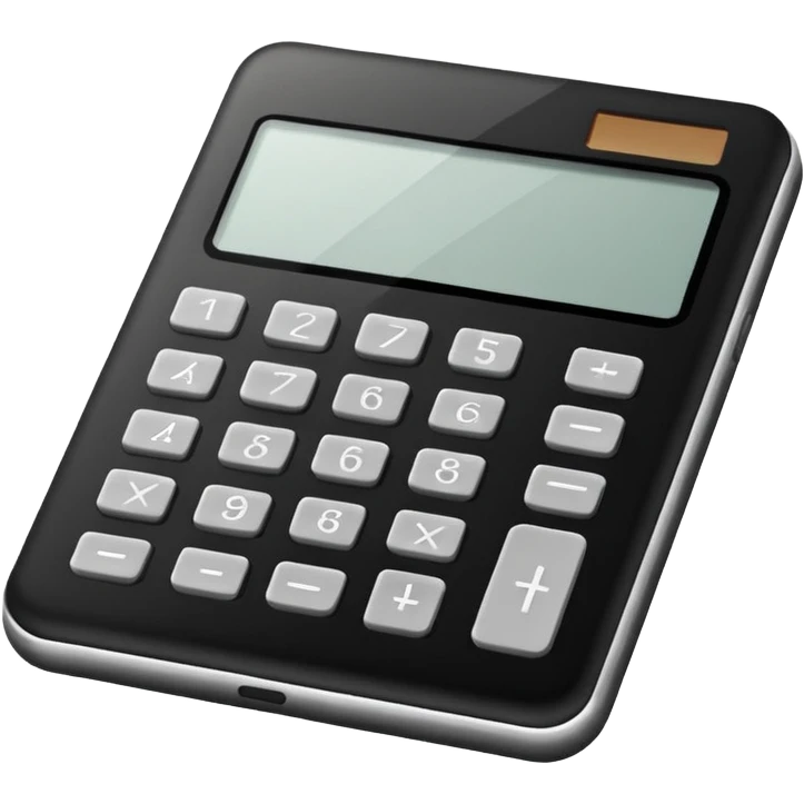 Minimalistic flat vector icon, iOS style, thin black contour on white background. Calculator and geometric shapes (triangle, circle). No text, no shadows. emoji