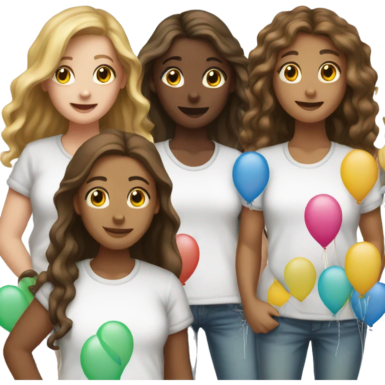 girls with balloons and shirts 2 white girls and 3 brown  emoji