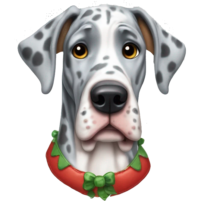 Blue Merle Great Dane dressed as gingerbread  emoji