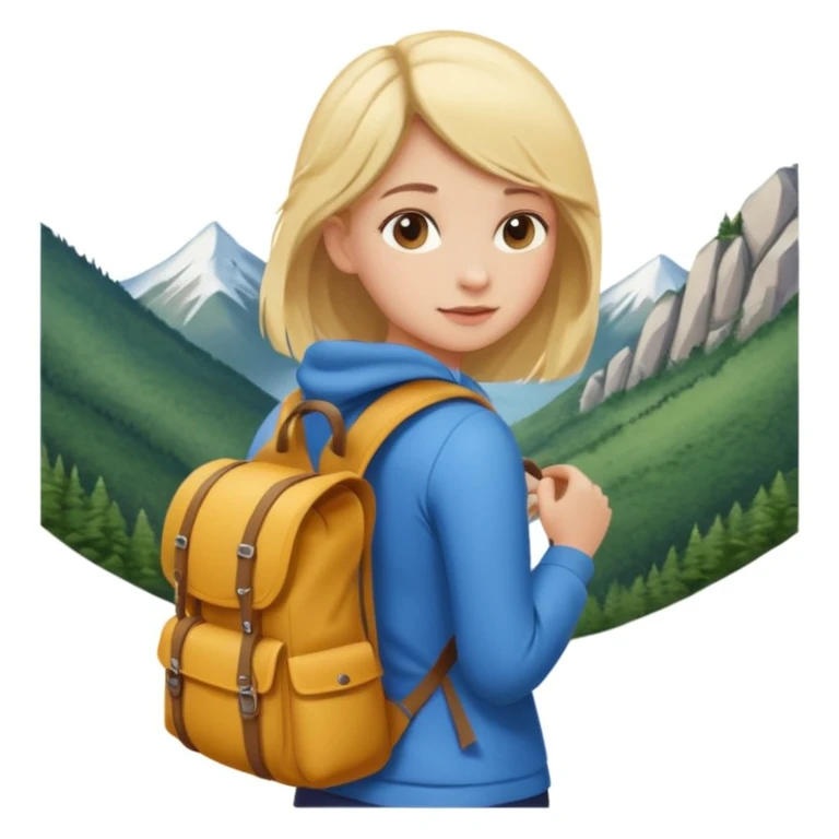 girl back packing mountains background  emoji