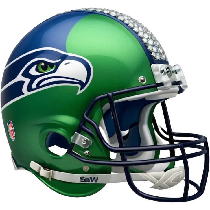 NFL Seahawks logo helmut with diamond bling  emoji