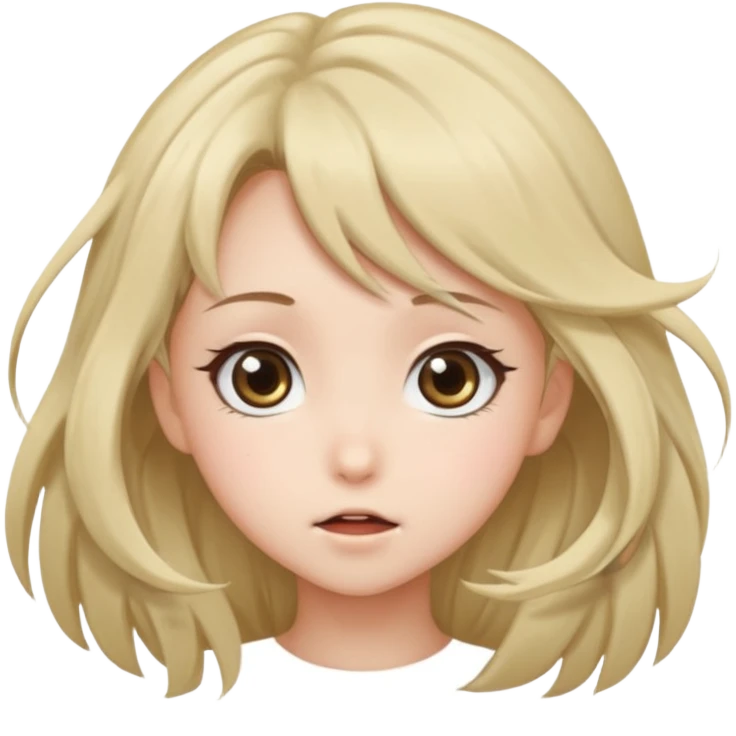 cute anime girl with blowing hair emoji