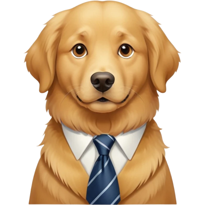 Senior Golden Retriever with a tie emoji