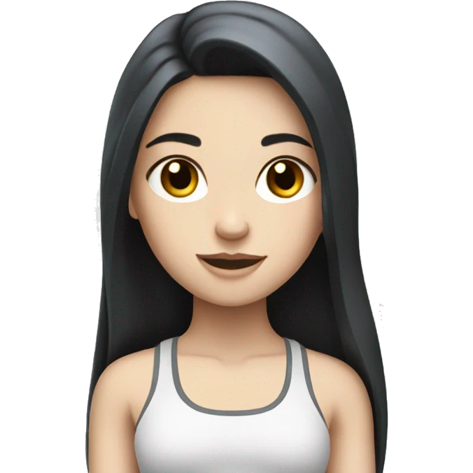 Pale girl with long black hair workout emoji