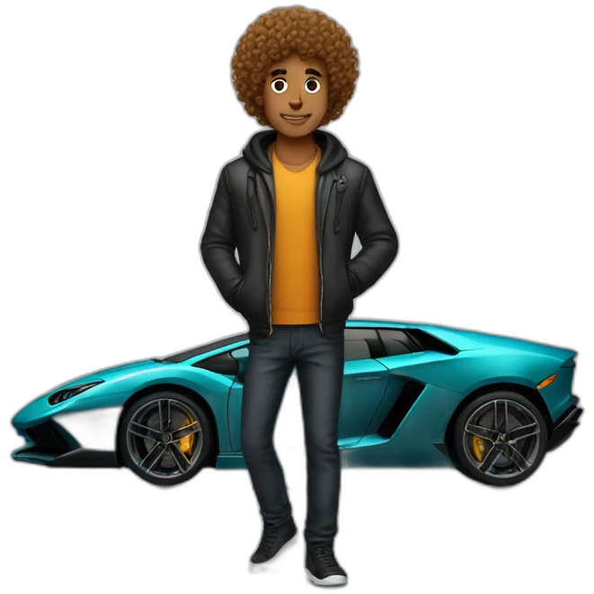 Curly Guy on Lamborghini  emoji