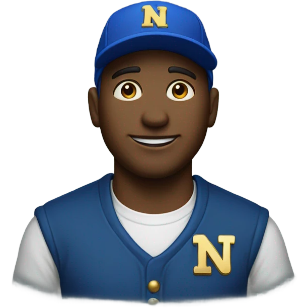 Man wearing blue cap that says ND in gold  emoji
