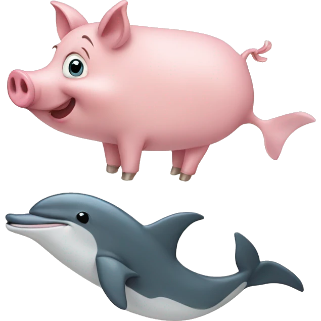Pig and a dolphin emoji