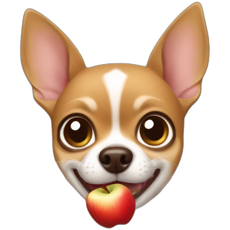 Small brown chihuahua biting an apple emoji