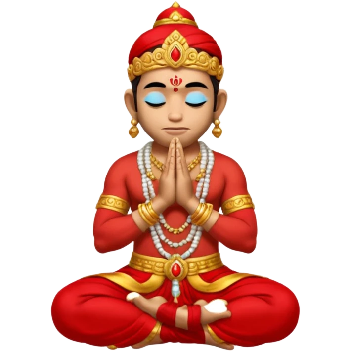 Hanuman ji seated and praying with close eyes emoji