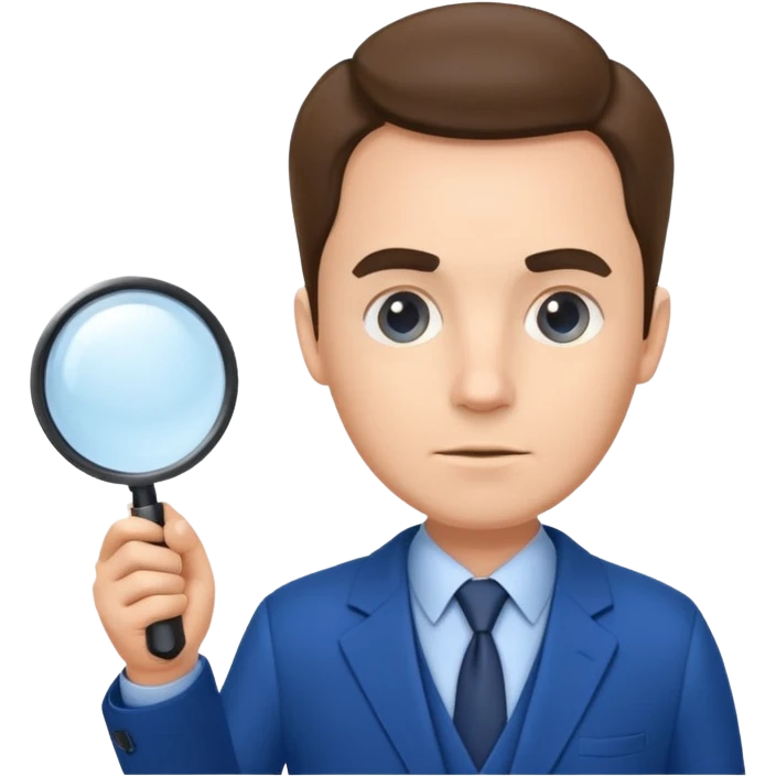 detective in blue suit with big mangifier in his hand emoji