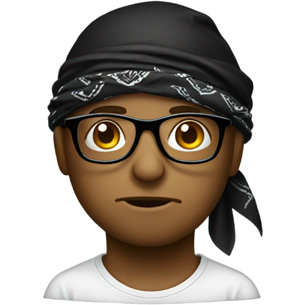 Crying emoji with glasses and black bandana  emoji