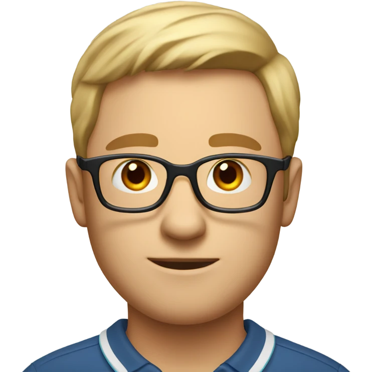 a fair skinned man with glasses wearing polo tshirt emoji