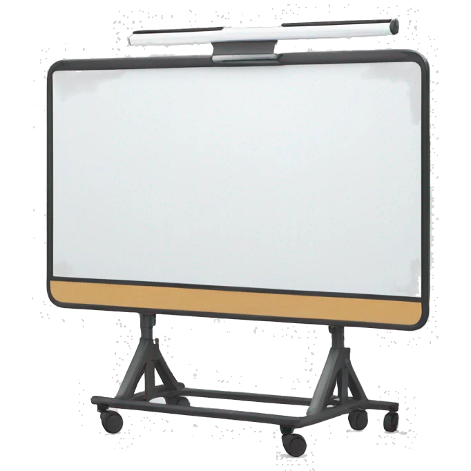 whiteboard on stand with wheels emoji