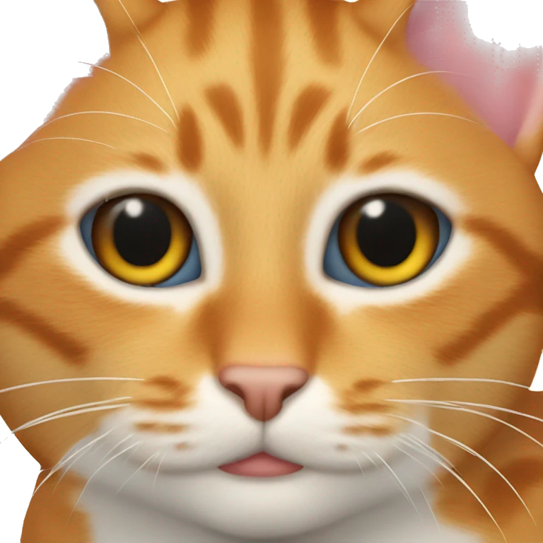 Cat with ginger spot on the left ear and black spot on the rugby ear  emoji