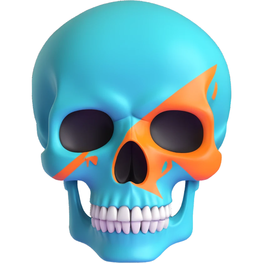 teal and orange skull emoji