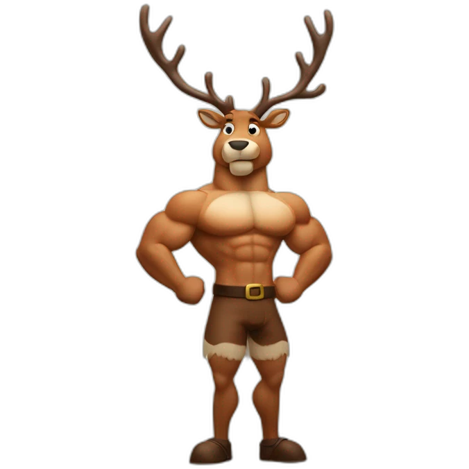 Reindeer muscular showing off biceps arms crossed masculine fierce torso emoji