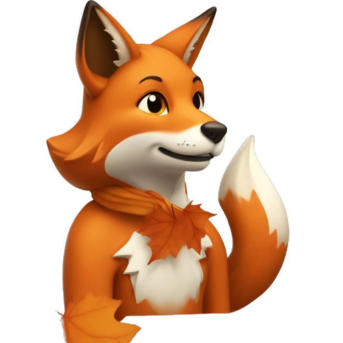 fox holding an autumn maple leaf emoji