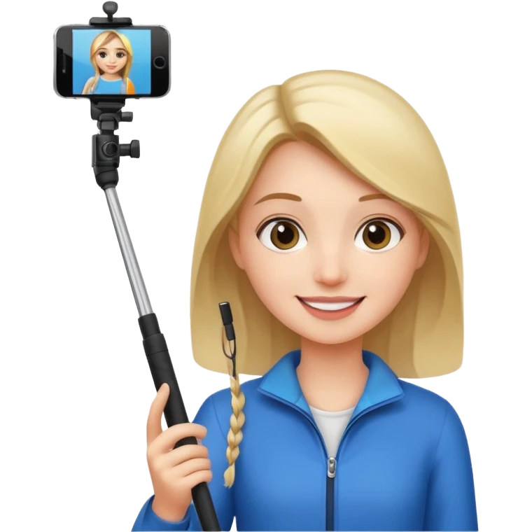 girl with phone selfie stick emoji