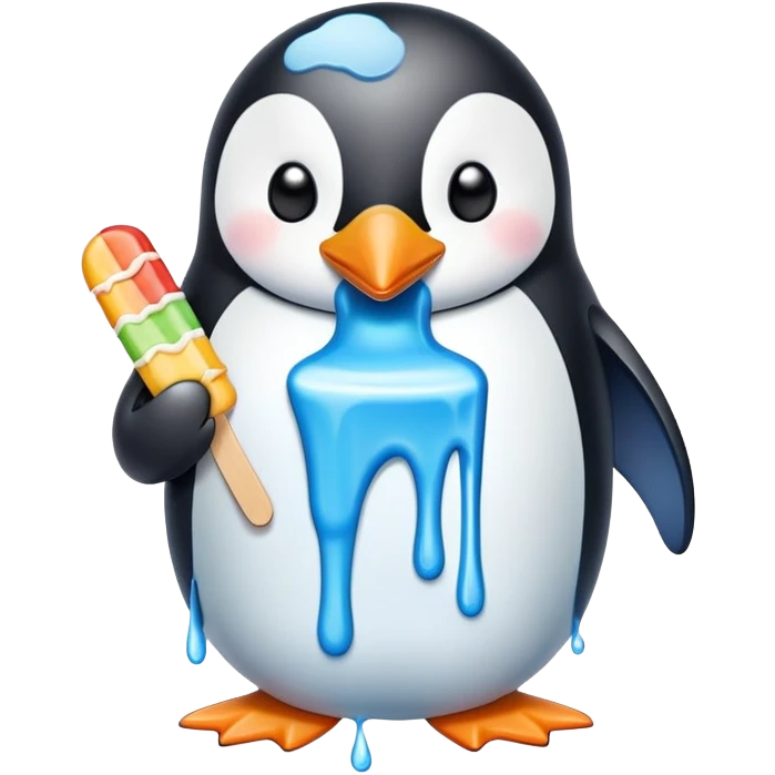 Penguin eat a popsicle emoji
