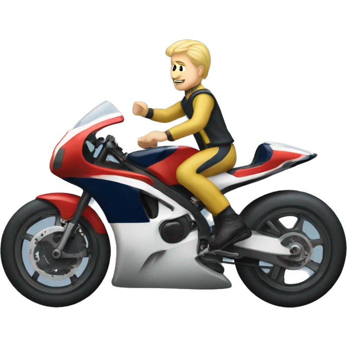 Blond white man on navy racing bike emoji