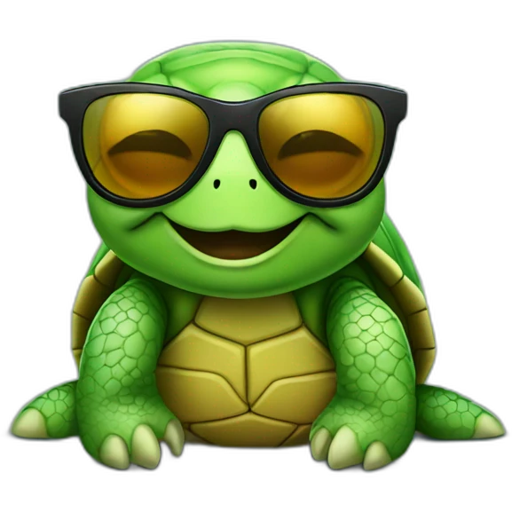 sad turtle with a sunglasses emoji