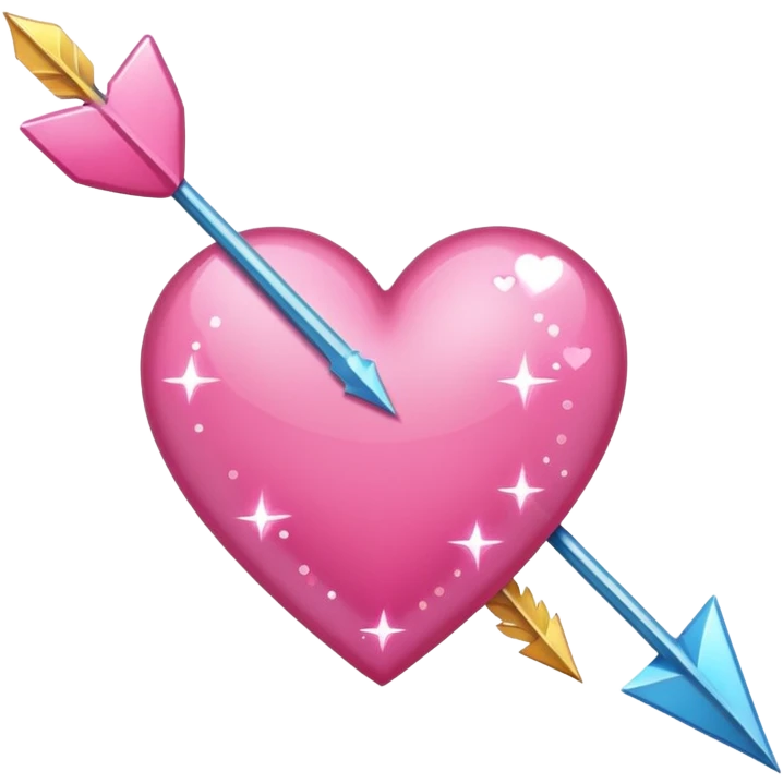 Genera un sticker tipo phone OS, un corazón rosa con una flecha y brillos emoji