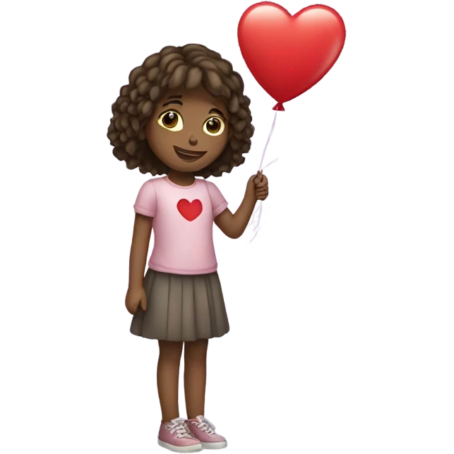 Girl with a heart balloon emoji