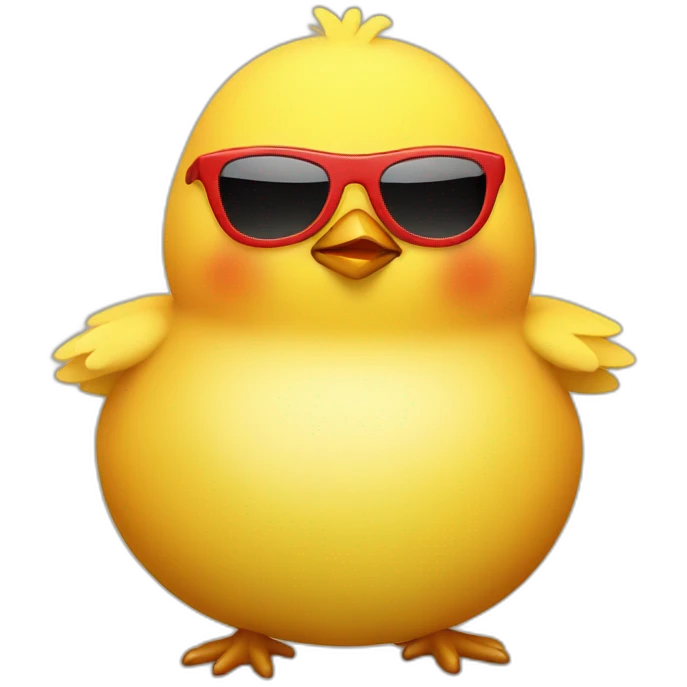 yellow chubby chick with sunglasses and red crest emoji
