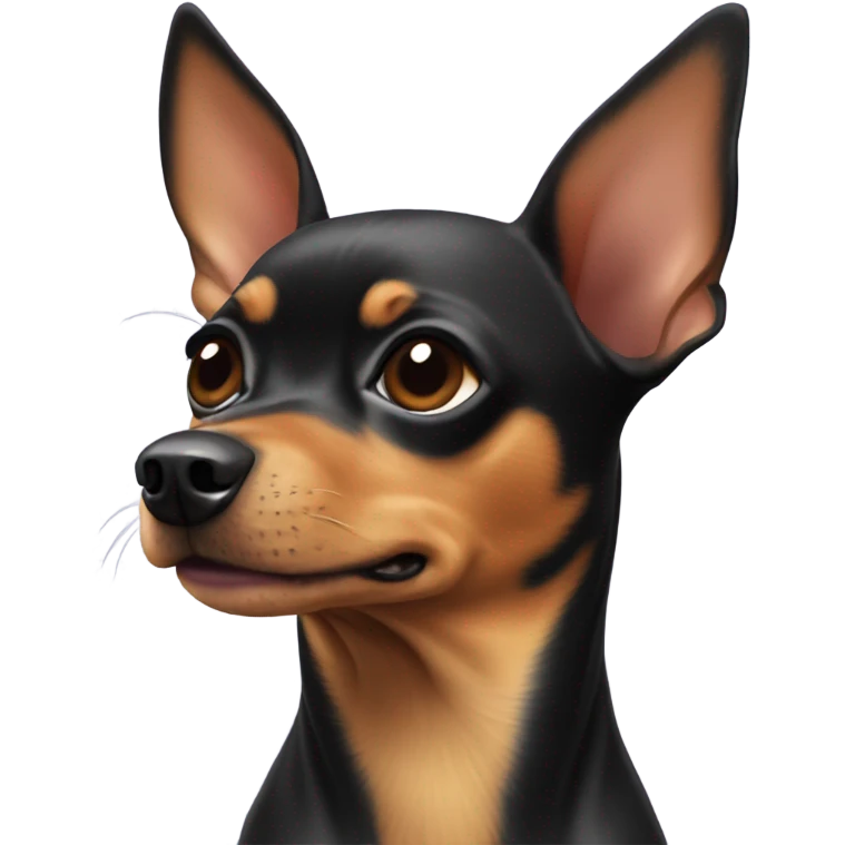 Mini pincher chihuahua mix dog with one bent ear  emoji
