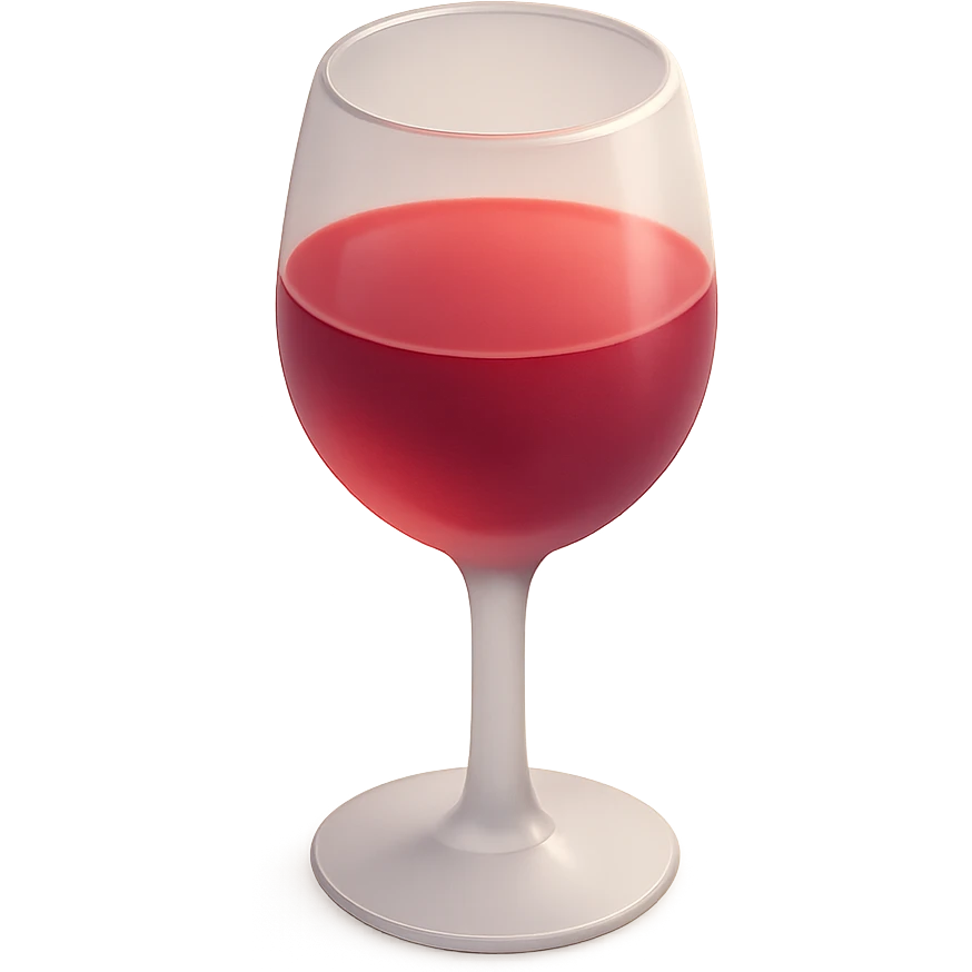 A wine glass with red wine emoji
