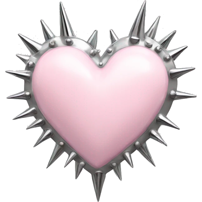 light pink metal heart with chrome spikes emoji