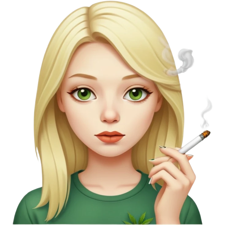 a blonde girl smoking weed emoji
