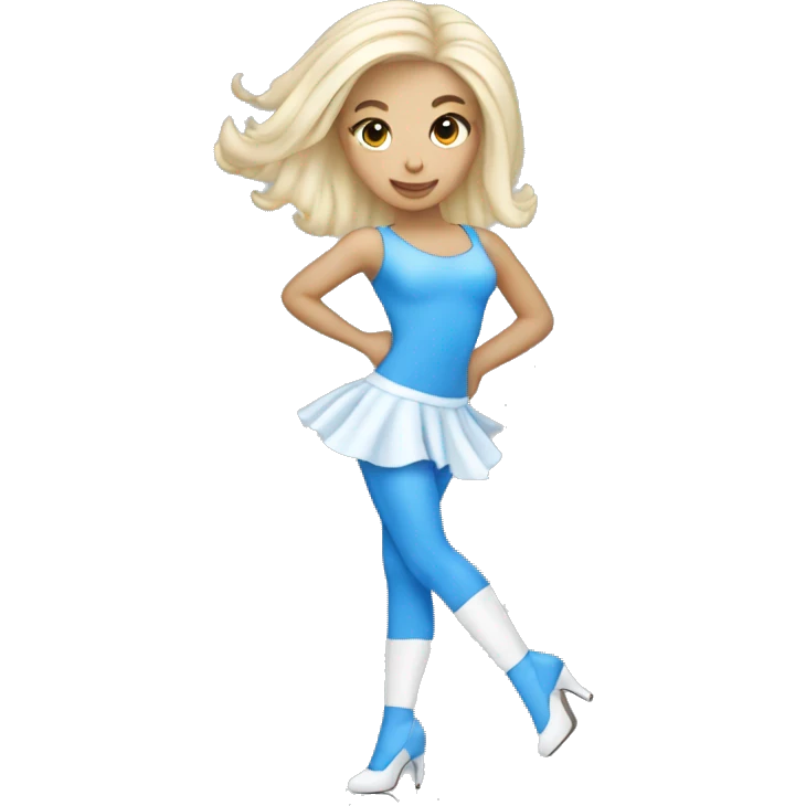 white Heels dancer girl wearing blue emoji