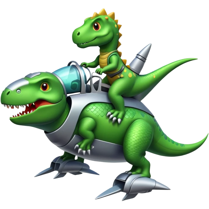 Dinosaur riding a rocket ship emoji