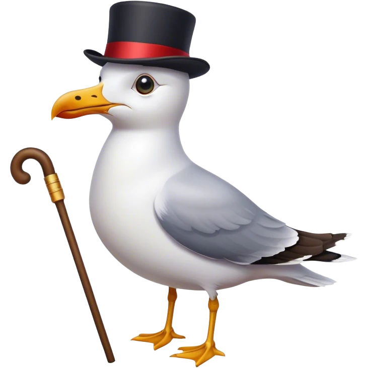 seagull with tophat and cane emoji